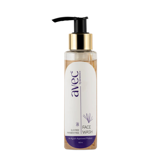 A pump bottle of AVEC Ramacham Root Hydrating Face Cleanser