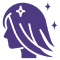 Logo of a woman with a purple headband on a white background