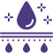 Purple droplet icon with raindrop symbols