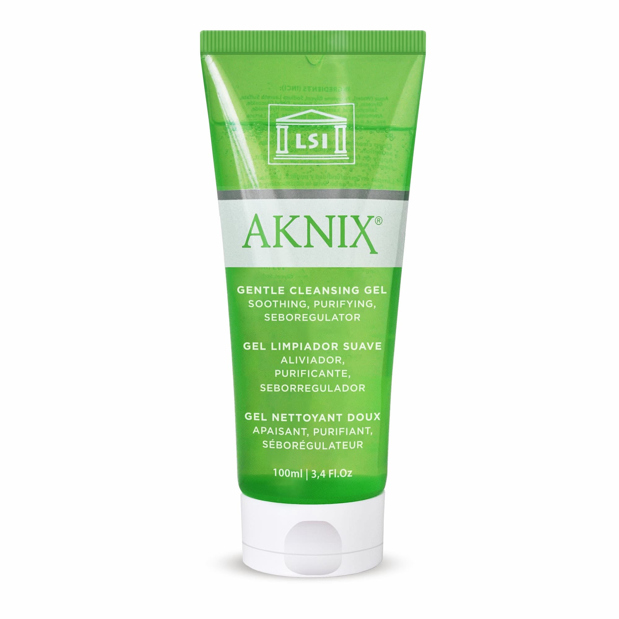 Green tube of AKNIX Gentle Cleansing Gel
